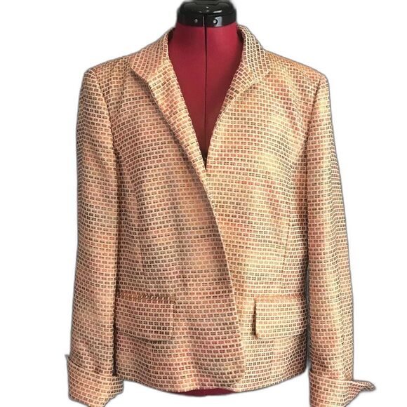 Linda Allard for Ellen Tracy Blazer Women’s Size 14 Peach Open Front Long Sleeve - Picture 1 of 9